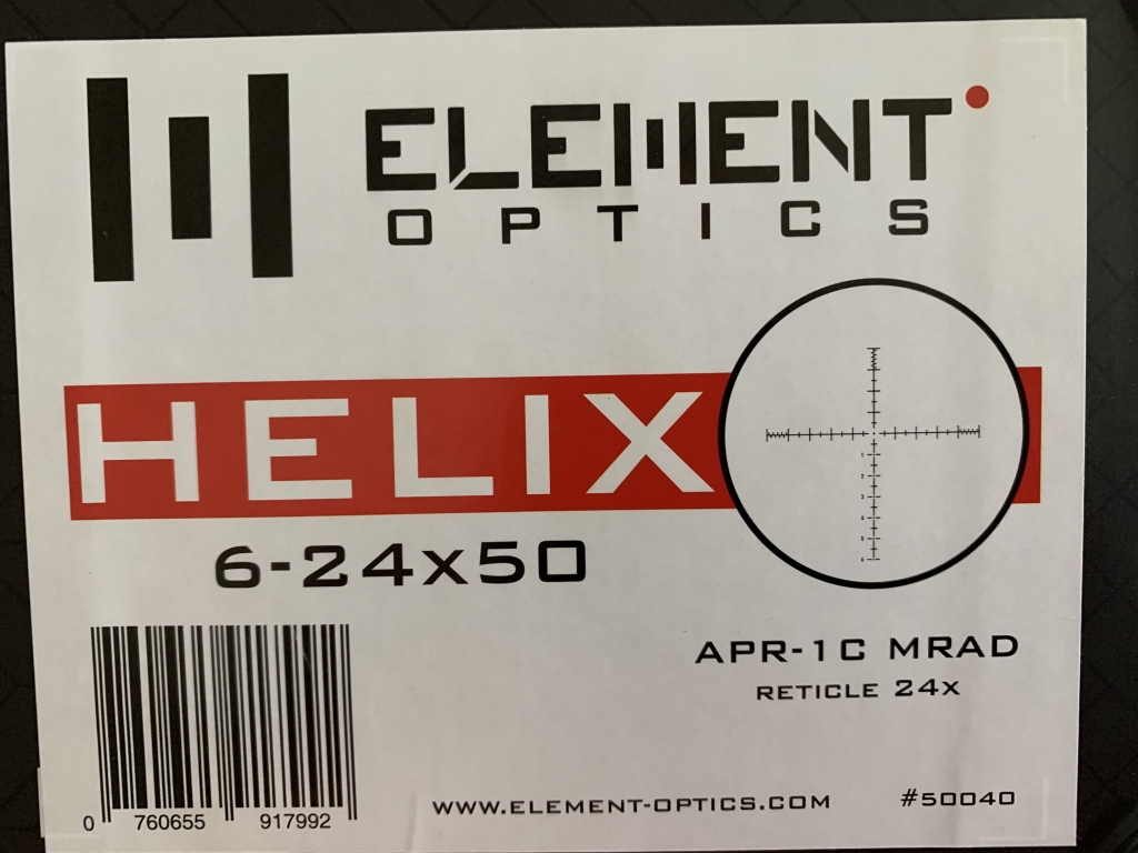 It arrived..My new Element Optics Helix 6-24x50.